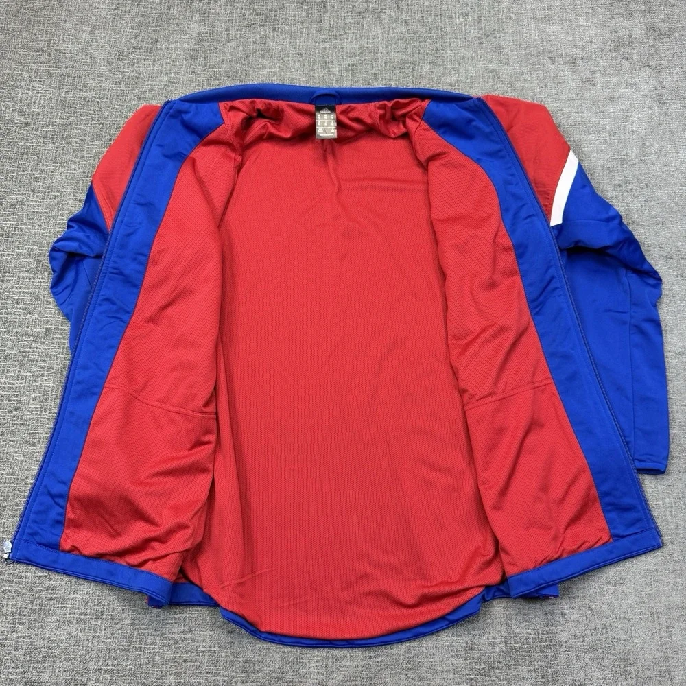 Adidas Kansas Jayhawks Jacket Men's XL Red Blue Full Zip Sideline Snap Warm Up